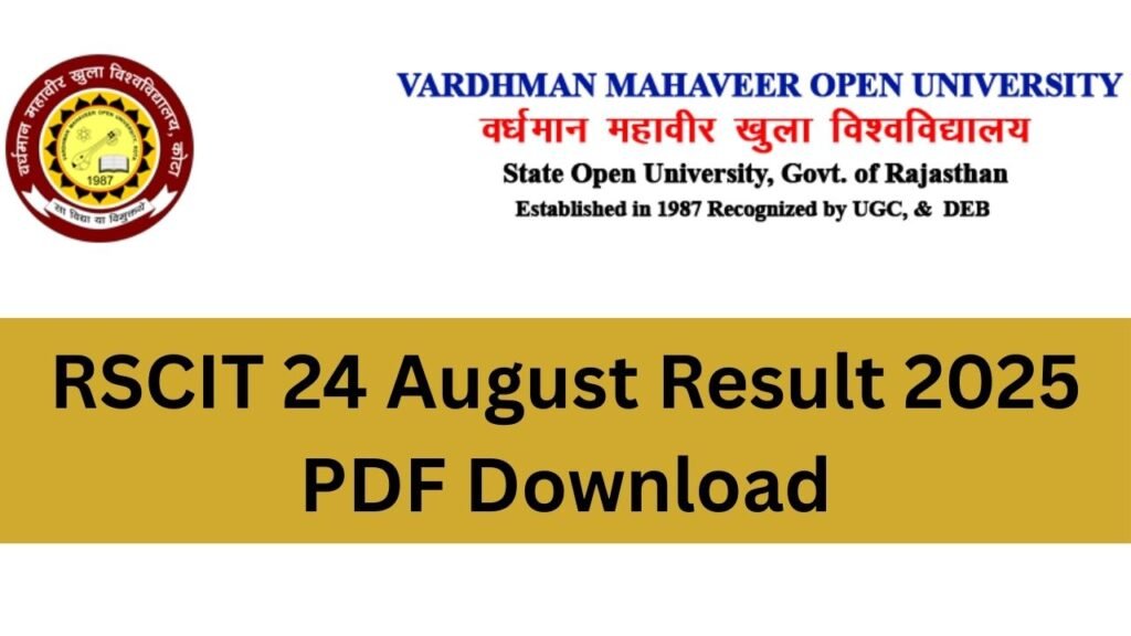 RSCIT Result 2025- 24 August rkcl Exam result 2025