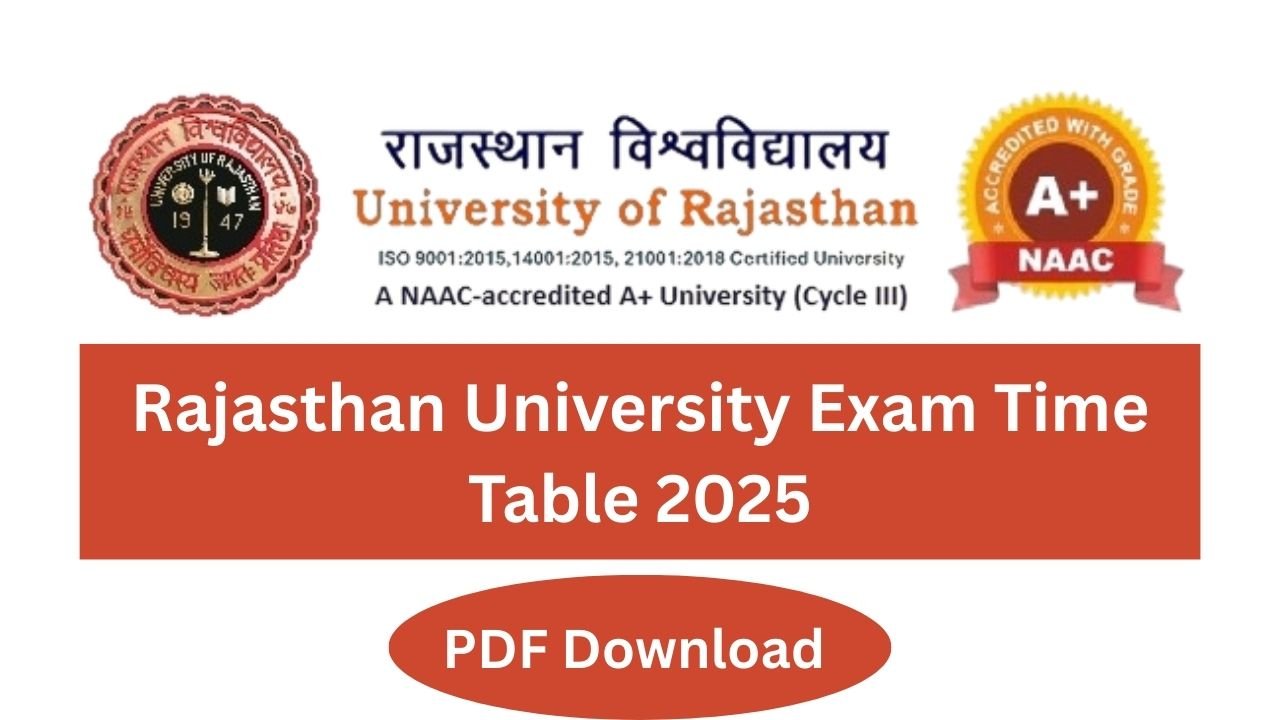 Rajasthan University Exam Time Table 2025/26: UG PG Annual & Semester Exam details